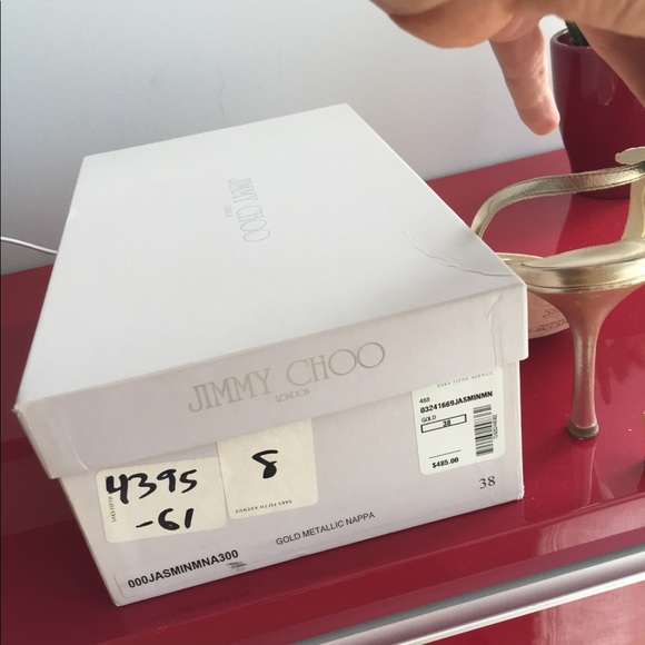 Jimmy Choo Gold Napa Leather Jasmine Sandals - Picture 6 of 6